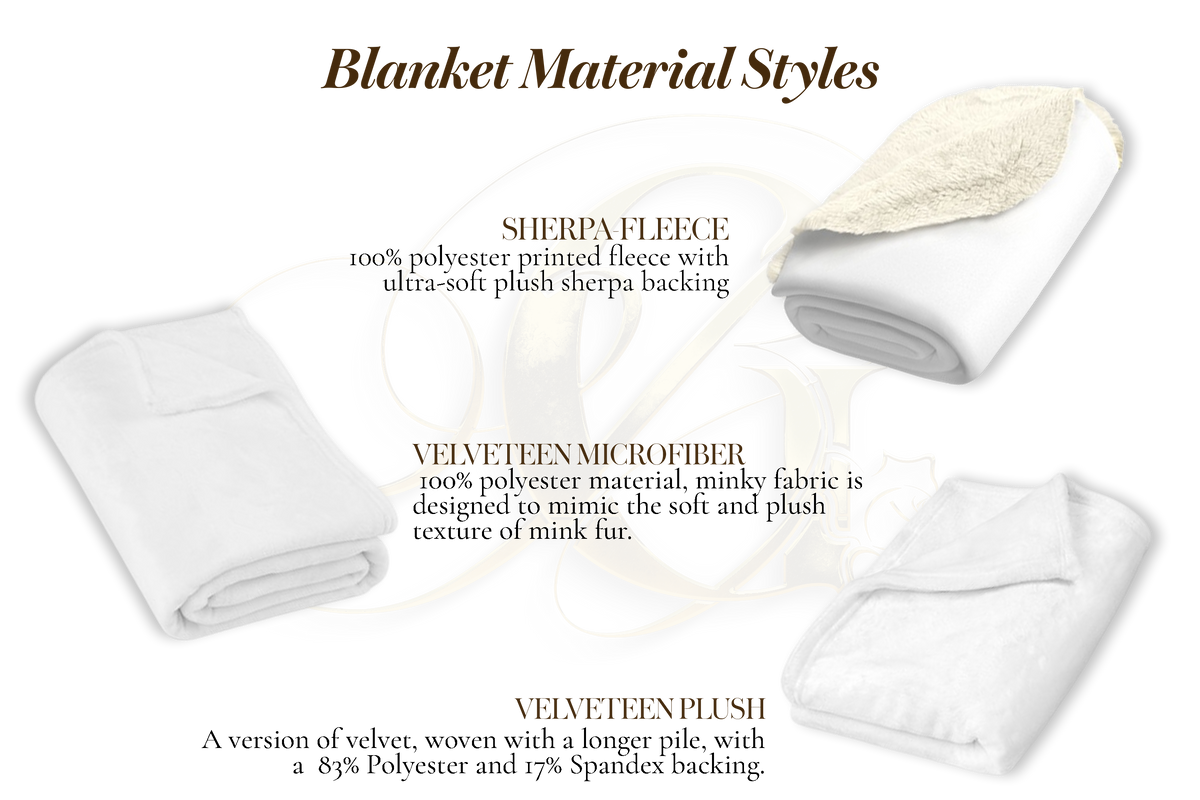 Memorial blanket with white plush texture and gold pillar memorial graphic