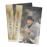Memorial booklet set with gold Jacob Williams spines and In Loving Memory cover
