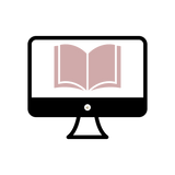 Pink open book icon with small decorative center for template customization