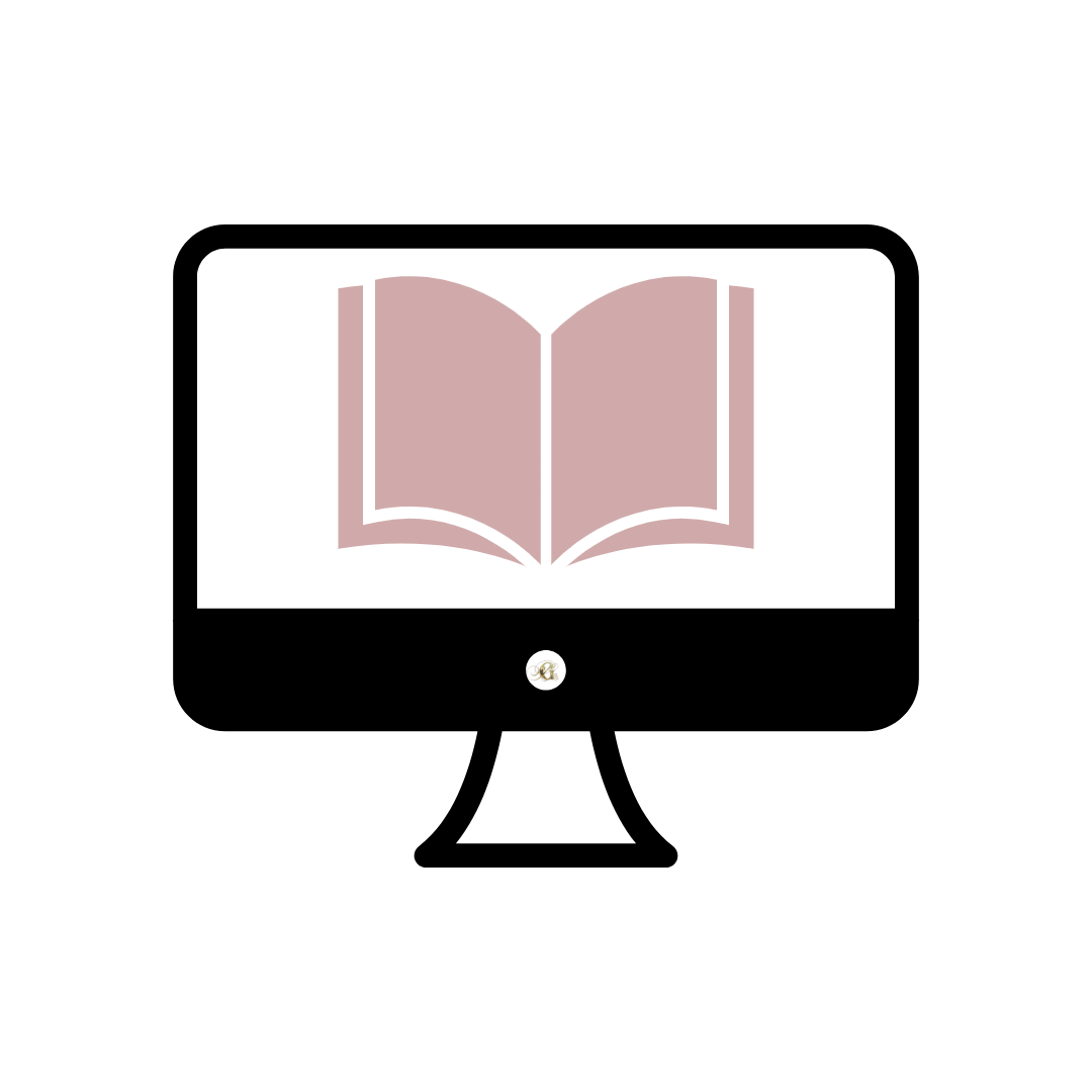 Pink open book icon with small decorative center for template customization