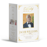 Gold-tone 4-page photo frame with ornate border and portrait layout inside