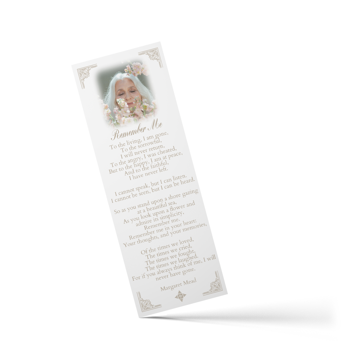 Ornate border bookmark with portrait medallion and printed inspirational quote